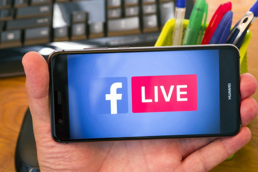 Facebook Live logo on a mobile phone screen